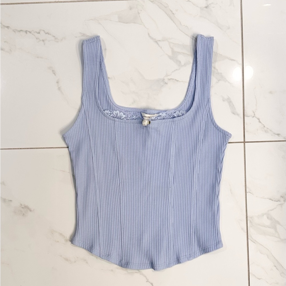 Aeropostale Laced Light Blue Ribbed Crop Top